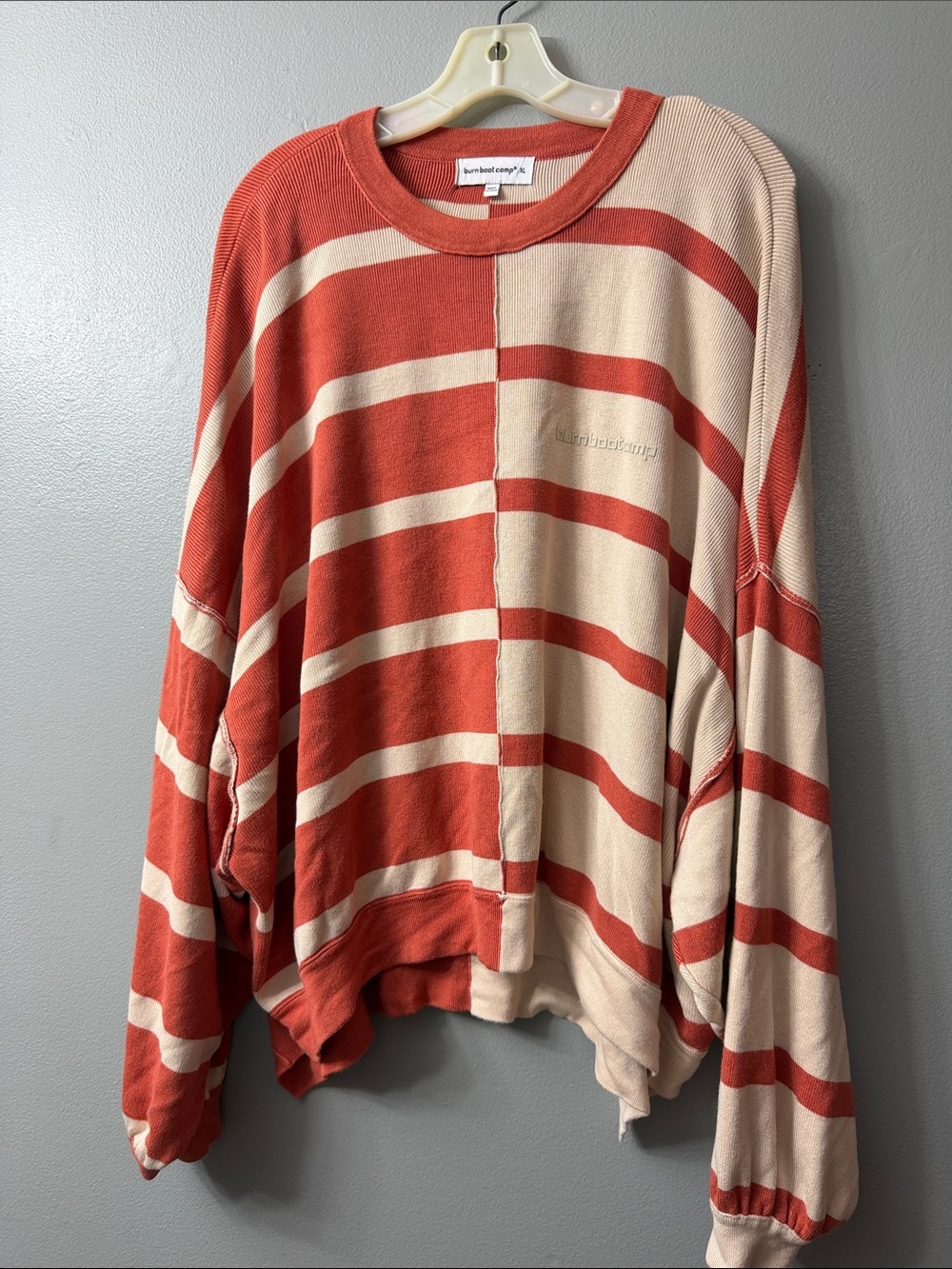 Burn Boot Camp oversized striped crewneck sweater contrasting colorblock xl - Picture 2 of 8
